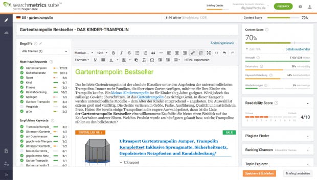 Здесь вы можете получить один   Запросите Searchmetrics Content-Experience Demo   ,